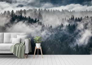 fototapeta gesta poranna mgla w alpejskim krajobrazie z j