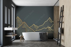 fototapeta grafitowa antracytowa linie gory
