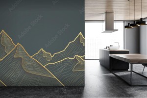 fototapeta grafitowa antracytowa linie gory