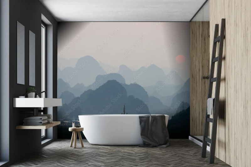 fototapeta zachod slonca w yangshuo w chinach