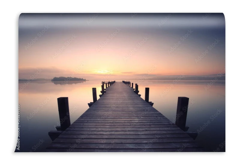 fototapeta samotna promenada nad jeziorem