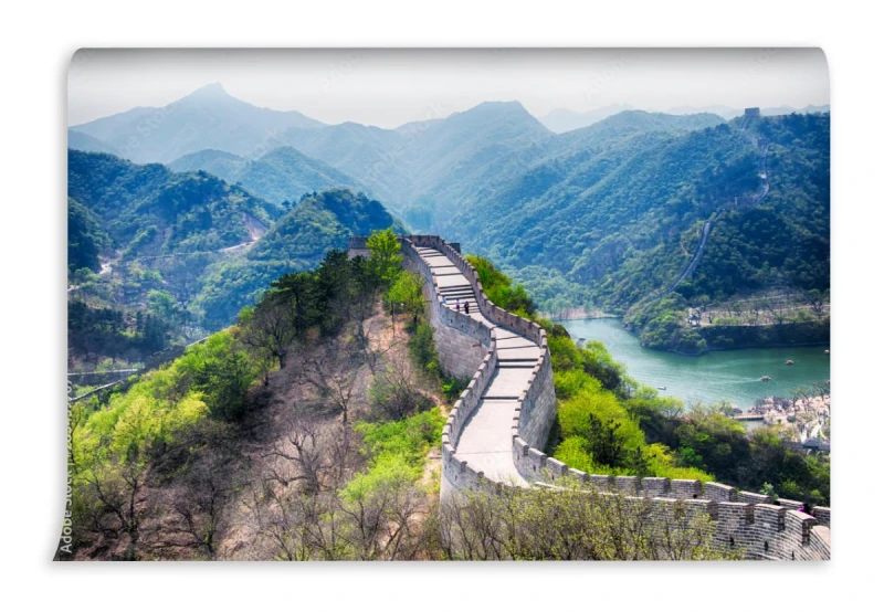 fototapeta wielki mur chinski nad jeziorem homing lake pekin