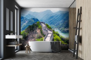 fototapeta wielki mur chinski nad jeziorem homing lake pekin