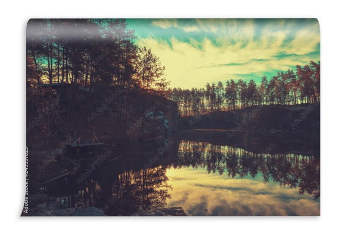 fototapeta wschod slonca nad pieknym jeziorem rano ska