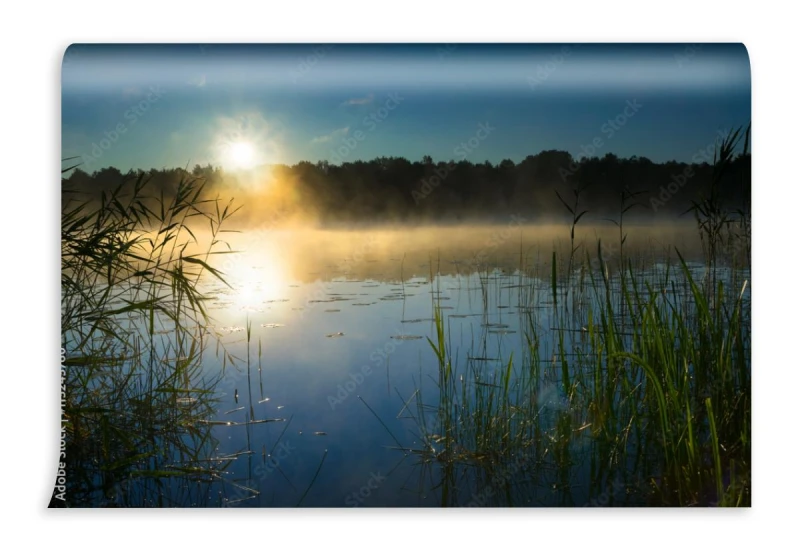 fototapeta wschod slonca nad winda wielkiej lake mazury po
