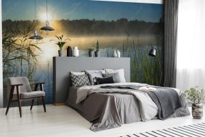 fototapeta wschod slonca nad winda wielkiej lake mazury po