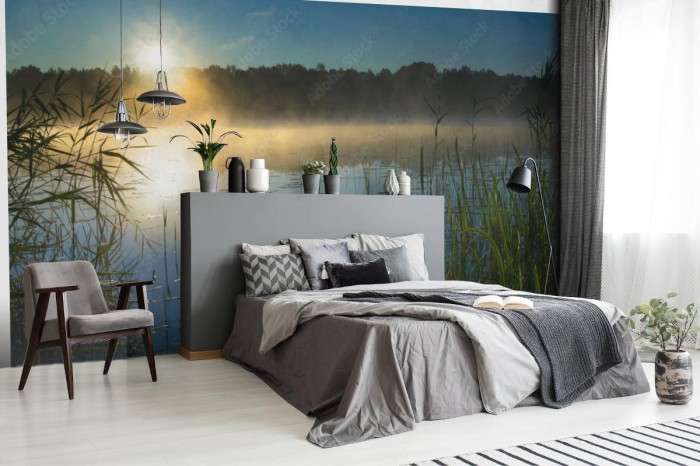 fototapeta wschod slonca nad winda wielkiej lake mazury po