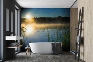 fototapeta wschod slonca nad winda wielkiej lake mazury po