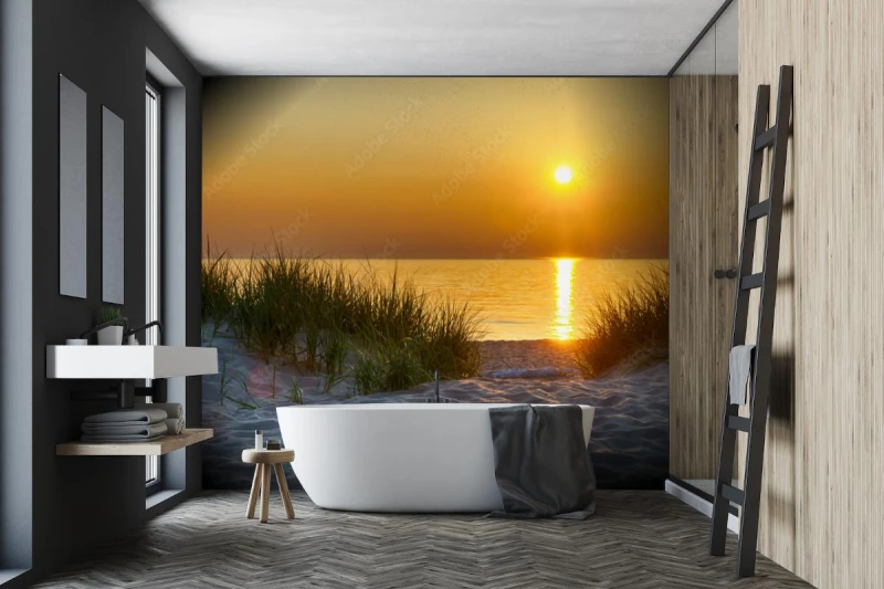fototapeta zachod slonca nad jeziorem michigan