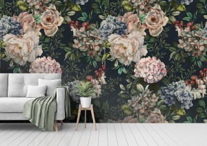 fototapeta ciemne kwiaty w eleganckim stylu