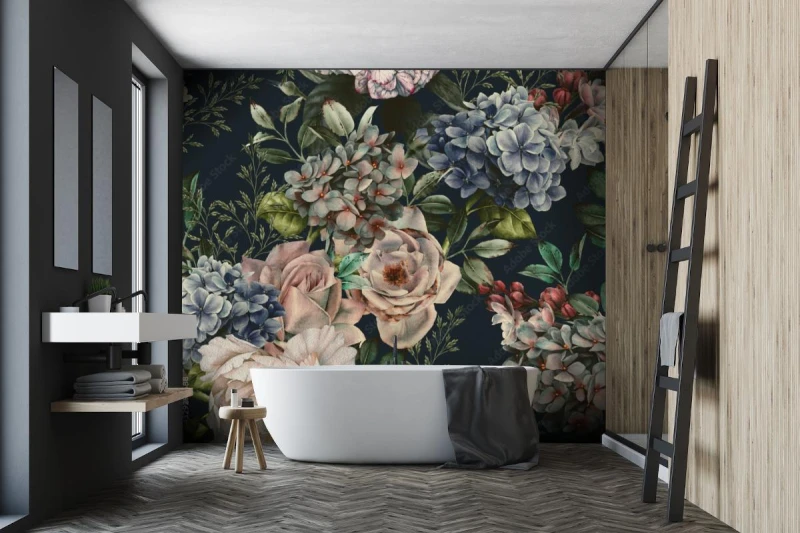 fototapeta ciemne kwiaty w eleganckim stylu