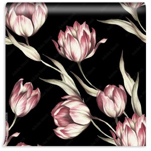 fototapeta czarna w tulipany