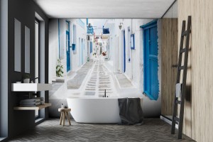 fototapeta mykonos streetview grecja