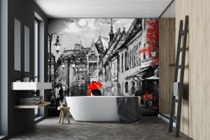 fototapeta obraz olejny na plotnie europejskie miasto w
