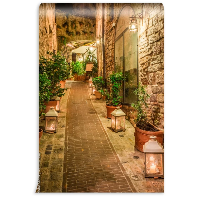 fototapeta piekna dekorujaca ulica w miasteczku w wlochy um
