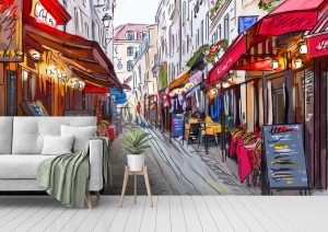 fototapeta ulica w paris ilustracja