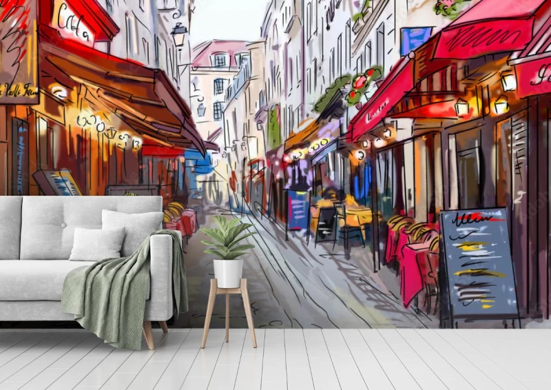 fototapeta ulica w paris ilustracja