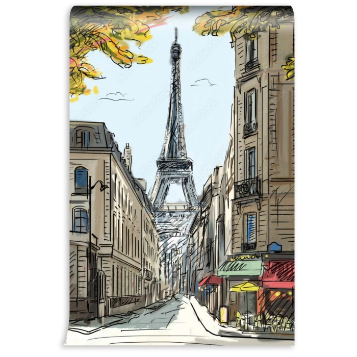 fototapeta ulica w paris ilustracja