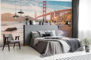 fototapeta golden gate bridge przy zmierzchem san fransisco