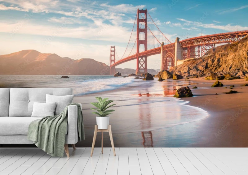 fototapeta golden gate bridge przy zmierzchem san fransisco
