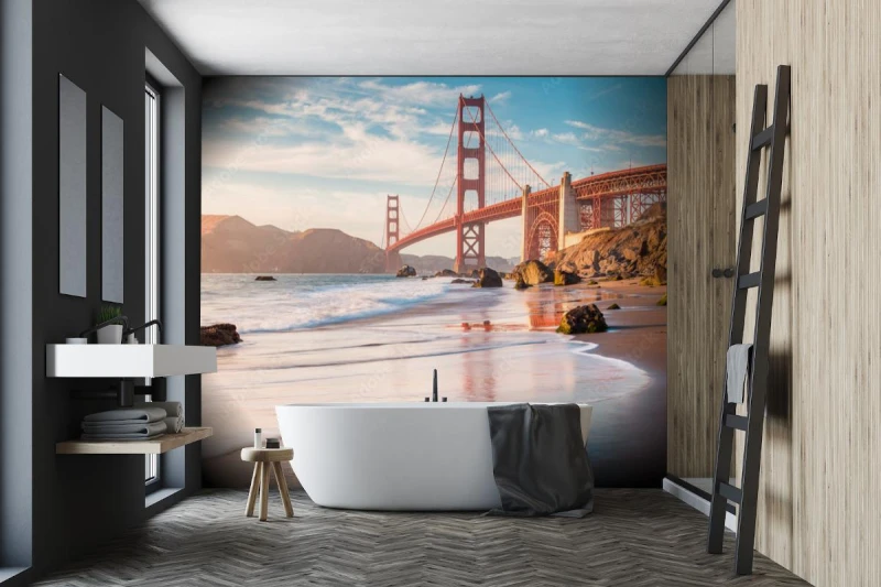 fototapeta golden gate bridge przy zmierzchem san fransisco