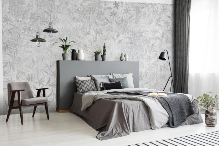 fototapeta beton kwiatki drobne
