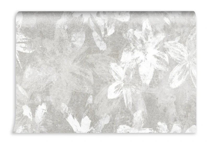 fototapeta beton biale kwiaty