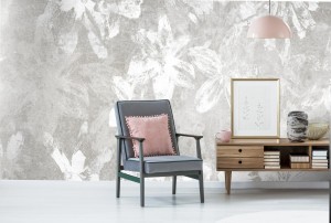 fototapeta beton biale kwiaty
