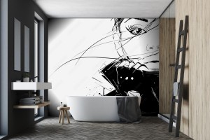 fototapeta dziewczyna mody w stylu szkicu