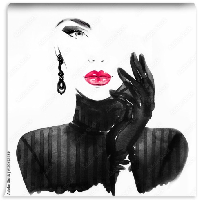 fototapeta portret kobiety w stylu akwarela ilustracja moda