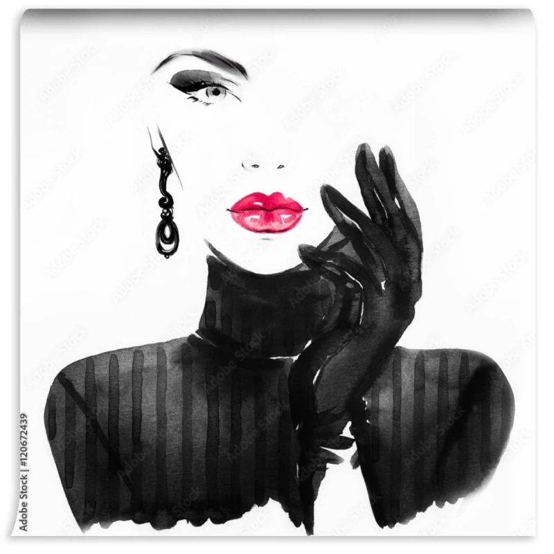 fototapeta portret kobiety w stylu akwarela ilustracja moda