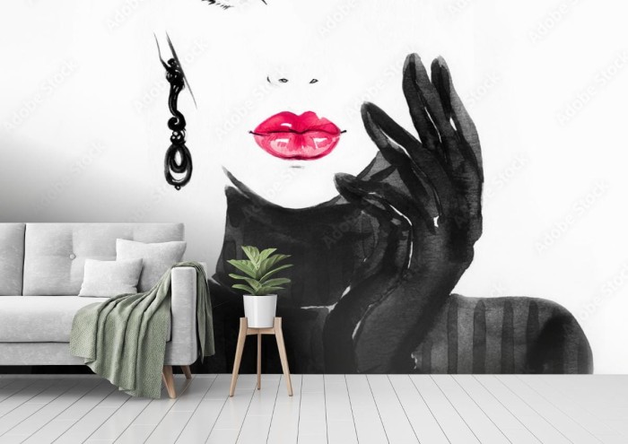 fototapeta portret kobiety w stylu akwarela ilustracja moda