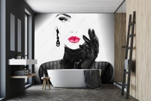 fototapeta portret kobiety w stylu akwarela ilustracja moda