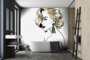 fototapeta szkic klasycznej blond kobieta z falami wlosow