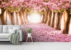 fototapeta spadajacy platek nad romantycznym tunelem r