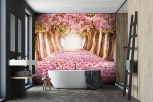 fototapeta spadajacy platek nad romantycznym tunelem r