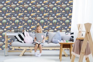 fototapeta akwarela bezszwowe wzor z slodkie samoloty h
