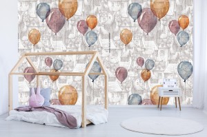 fototapeta bezszwowy wzor z akwareli ilustracja balony i s