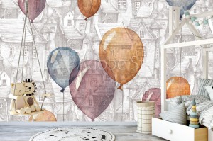 fototapeta bezszwowy wzor z akwareli ilustracja balony i s