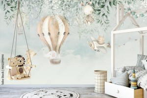 fototapeta dla dziecka zwierzeta balon w stylu retro